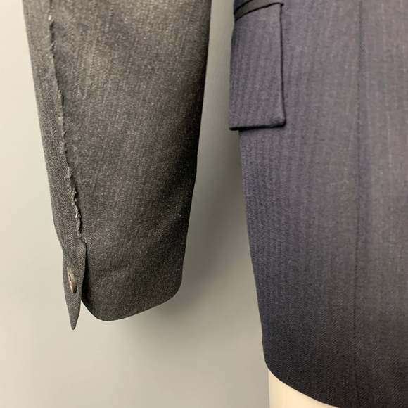 WOOSTER + LARDINI Charcoal & Navy Mixed Fabrics Wool Sport Coat - Picture 5 of 7
